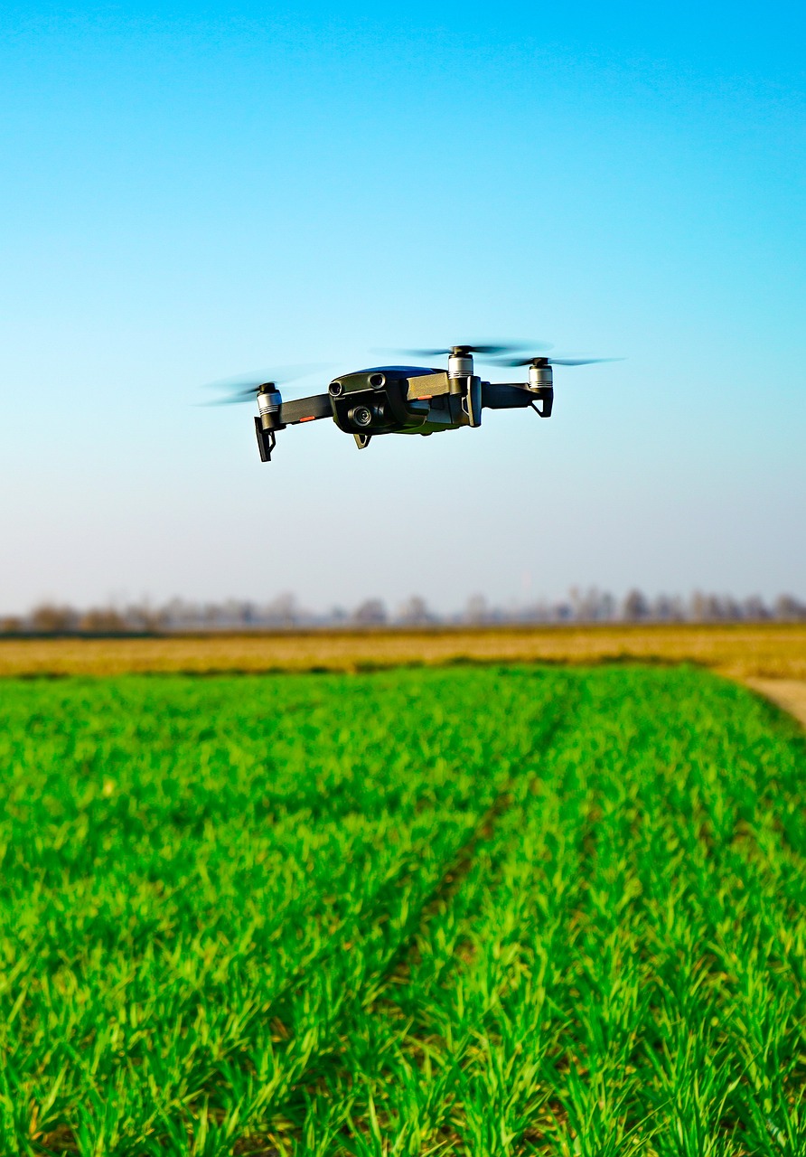 Drone laying in field